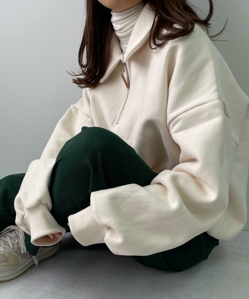 LE MORE（リモア）の「ハーフジップスウェット（スウェット・レディース・アイボリー/オートミール・FREE）」の13枚目の写真