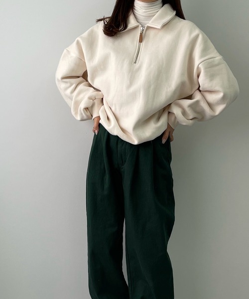 LE MORE（リモア）の「ハーフジップスウェット（スウェット・レディース・アイボリー/オートミール・FREE）」の4枚目の写真