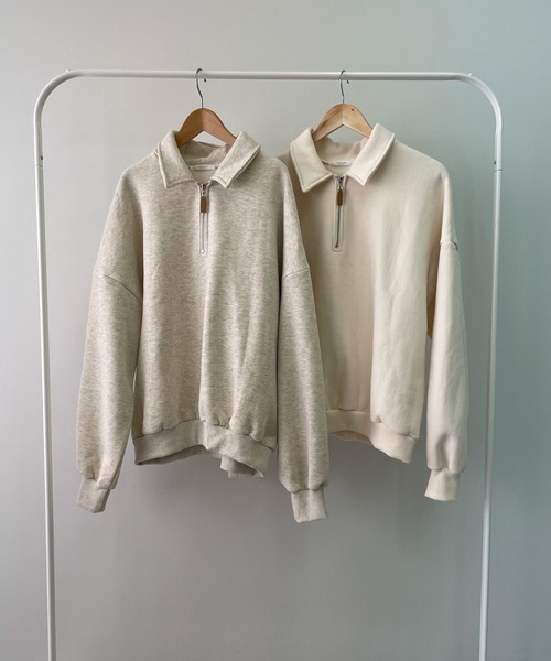 LE MORE（リモア）の「ハーフジップスウェット（スウェット・レディース・アイボリー/オートミール・FREE）」の3枚目の写真