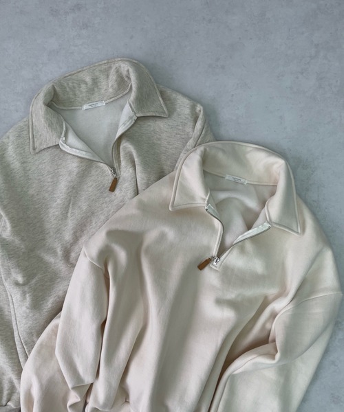 LE MORE（リモア）の「ハーフジップスウェット（スウェット・レディース・アイボリー/オートミール・FREE）」の6枚目の写真
