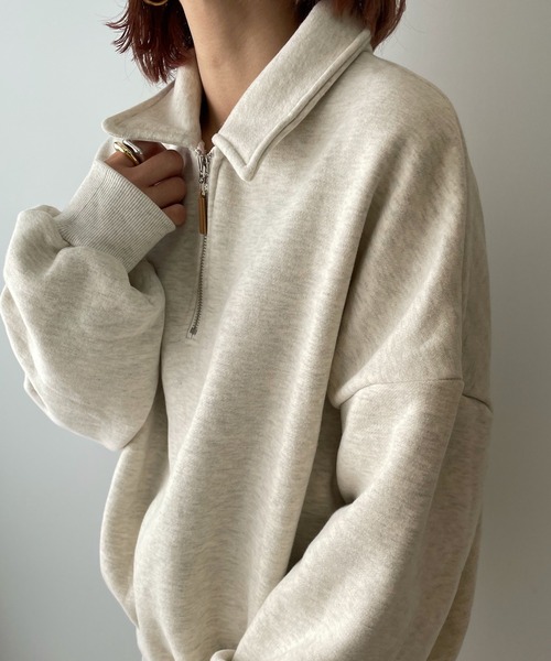 LE MORE（リモア）の「ハーフジップスウェット（スウェット・レディース・アイボリー/オートミール・FREE）」の7枚目の写真