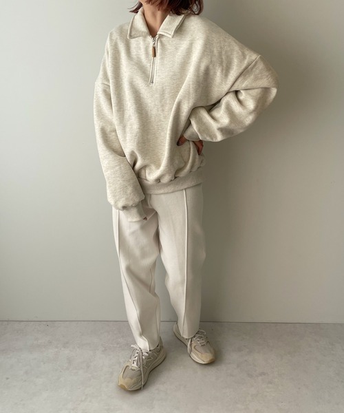 LE MORE（リモア）の「ハーフジップスウェット（スウェット・レディース・アイボリー/オートミール・FREE）」の12枚目の写真