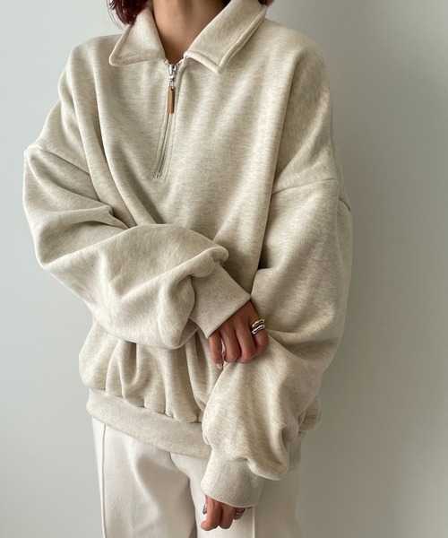 LE MORE（リモア）の「ハーフジップスウェット（スウェット・レディース・アイボリー/オートミール・FREE）」の10枚目の写真