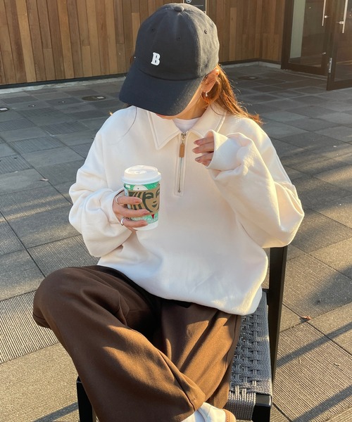 LE MORE（リモア）の「ハーフジップスウェット（スウェット・レディース・アイボリー/オートミール・FREE）」の19枚目の写真