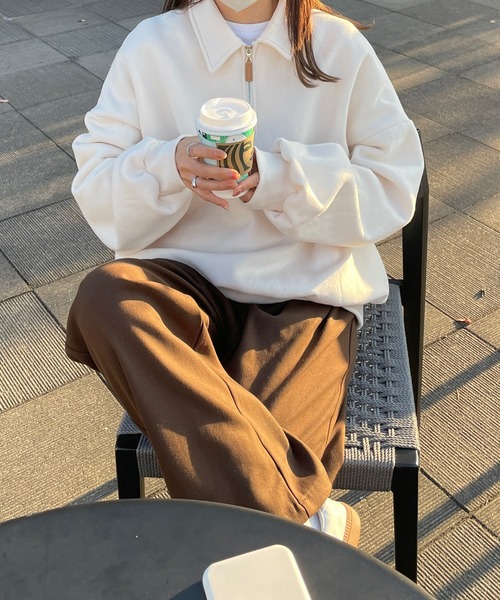 LE MORE（リモア）の「ハーフジップスウェット（スウェット・レディース・アイボリー/オートミール・FREE）」の20枚目の写真