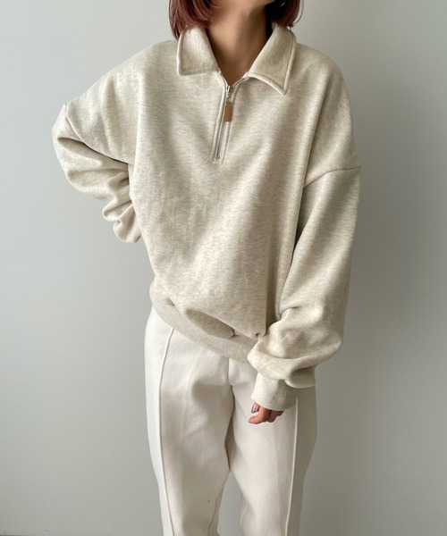 LE MORE（リモア）の「ハーフジップスウェット（スウェット・レディース・アイボリー/オートミール・FREE）」の18枚目の写真