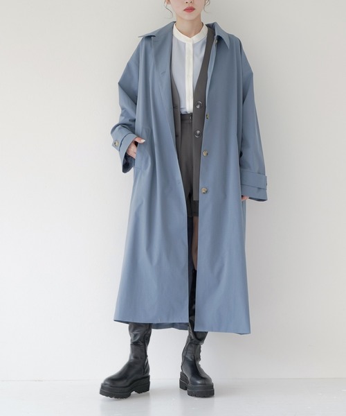 Lull(ルル)の「【Lull / ルル】2wayステンカラーロングコート(ステンカラーコート・レディース・ブラック/ブルー/オリーブ/ベージュ・ONESIZE)」の4枚目の写真