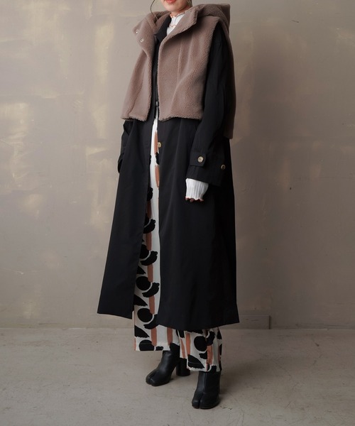 Lull(ルル)の「【Lull / ルル】2wayステンカラーロングコート(ステンカラーコート・レディース・ブラック/ブルー/オリーブ/ベージュ・ONESIZE)」の2枚目の写真