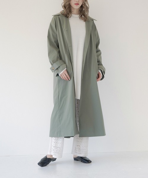 Lull(ルル)の「【Lull / ルル】2wayステンカラーロングコート(ステンカラーコート・レディース・ブラック/ブルー/オリーブ/ベージュ・ONESIZE)」の18枚目の写真