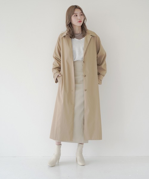 Lull(ルル)の「【Lull / ルル】2wayステンカラーロングコート(ステンカラーコート・レディース・ブラック/ブルー/オリーブ/ベージュ・ONESIZE)」の10枚目の写真