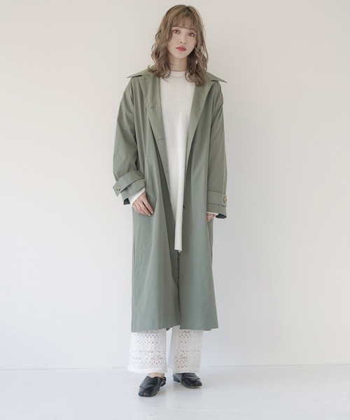 Lull(ルル)の「【Lull / ルル】2wayステンカラーロングコート(ステンカラーコート・レディース・ブラック/ブルー/オリーブ/ベージュ・ONESIZE)」の5枚目の写真