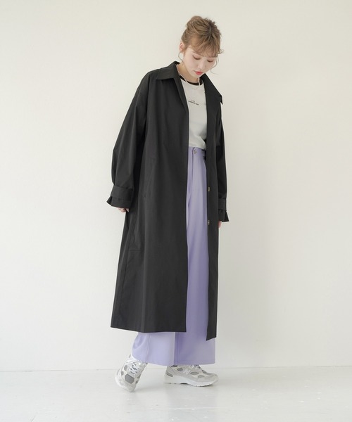 Lull(ルル)の「【Lull / ルル】2wayステンカラーロングコート(ステンカラーコート・レディース・ブラック/ブルー/オリーブ/ベージュ・ONESIZE)」の14枚目の写真