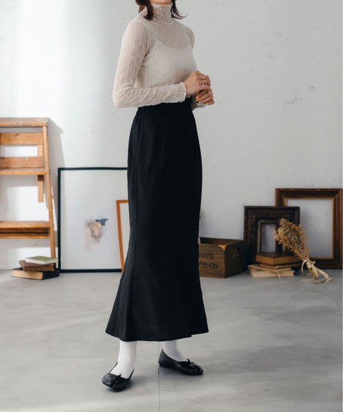 fupel（フぺル）の「シアーハイネック柄トップス（Tシャツ/カットソー・レディース・チャコールグレー/ダークブラウン/アイボリー・FREE）」の11枚目の写真