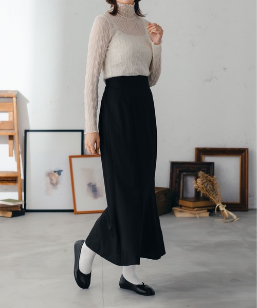 fupel（フぺル）の「シアーハイネック柄トップス（Tシャツ/カットソー・レディース・チャコールグレー/ダークブラウン/アイボリー・FREE）」の12枚目の写真