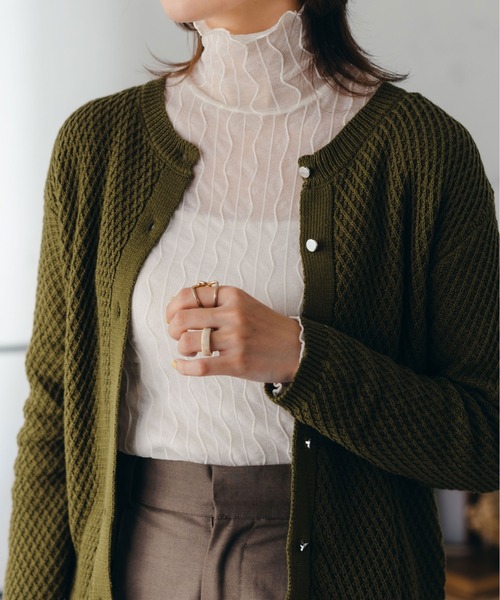 fupel（フぺル）の「シアーハイネック柄トップス（Tシャツ/カットソー・レディース・チャコールグレー/ダークブラウン/アイボリー・FREE）」の18枚目の写真