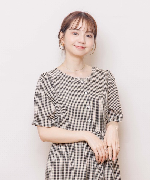 flower(フラワー)の「ハッピーギンガムワンピース(ワンピース・レディース・ブラック/グリーン・FREE)」の9枚目の写真