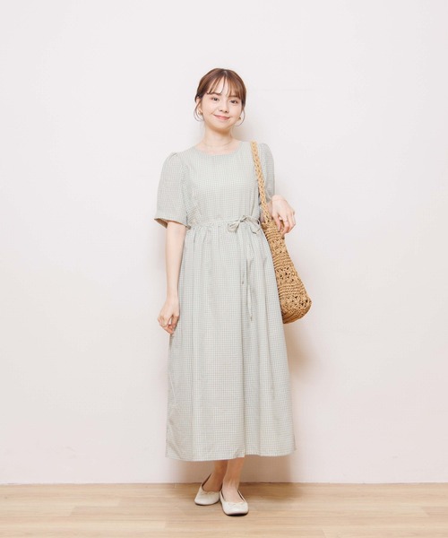flower(フラワー)の「ハッピーギンガムワンピース(ワンピース・レディース・ブラック/グリーン・FREE)」の15枚目の写真