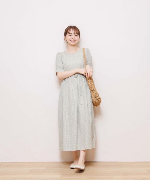 flower(フラワー)の「ハッピーギンガムワンピース(ワンピース・レディース・ブラック/グリーン・FREE)」の17枚目の写真