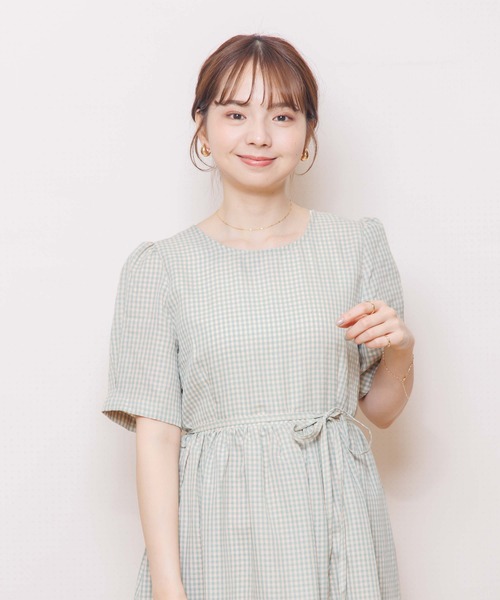 flower(フラワー)の「ハッピーギンガムワンピース(ワンピース・レディース・ブラック/グリーン・FREE)」の21枚目の写真