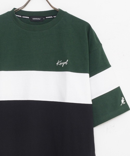 KANGOL（カンゴール）の「別注 WEB限定 KANGOL/カンゴール ワンポイント ブランド ロゴ刺繍 ビックシルエット ドロップショルダー 綿100% 半袖 Tシャツ（Tシャツ/カットソー・メンズ・ブルー/グリーン/ベージュ/ブラック/ブラック系その他/ホワイト系その他/ブルー系その他・LL/M/L/3L/4L/5L/XL）」の5枚目の写真