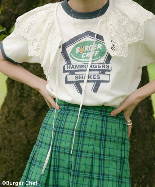 FREAK'S STORE（フリークスストア）の「Burger Chef リンガーT-shirt/バーガーシェフリンガーTシャツ（Tシャツ/カットソー・レディース・ネイビー/レッド・ﾌﾘ-）」の2枚目の写真