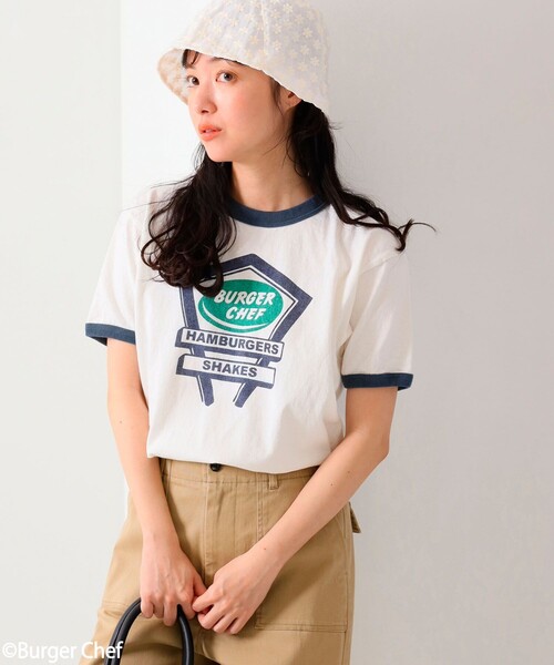 FREAK'S STORE（フリークスストア）の「Burger Chef リンガーT-shirt/バーガーシェフリンガーTシャツ（Tシャツ/カットソー・レディース・ネイビー/レッド・ﾌﾘ-）」の7枚目の写真