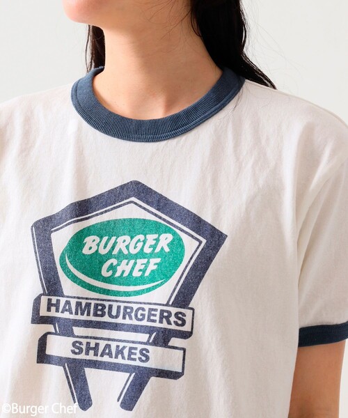 FREAK'S STORE（フリークスストア）の「Burger Chef リンガーT-shirt/バーガーシェフリンガーTシャツ（Tシャツ/カットソー・レディース・ネイビー/レッド・ﾌﾘ-）」の9枚目の写真