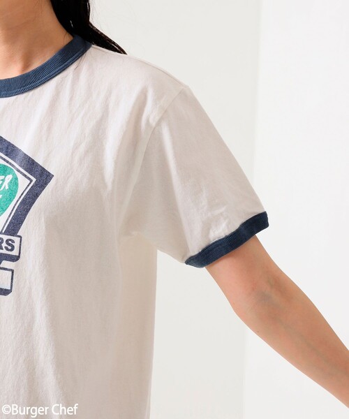 FREAK'S STORE（フリークスストア）の「Burger Chef リンガーT-shirt/バーガーシェフリンガーTシャツ（Tシャツ/カットソー・レディース・ネイビー/レッド・ﾌﾘ-）」の19枚目の写真