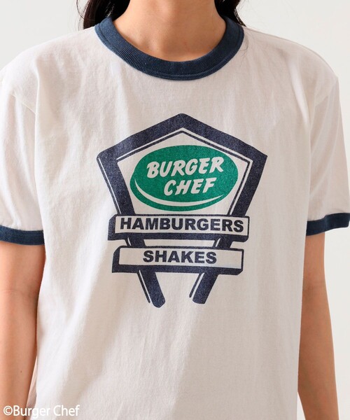 FREAK'S STORE（フリークスストア）の「Burger Chef リンガーT-shirt/バーガーシェフリンガーTシャツ（Tシャツ/カットソー・レディース・ネイビー/レッド・ﾌﾘ-）」の18枚目の写真