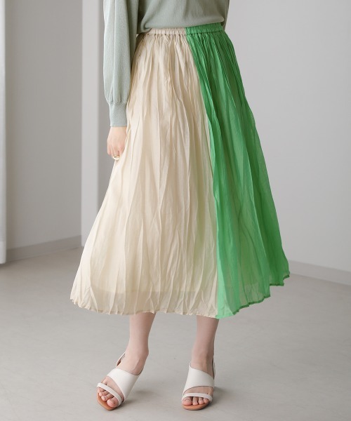 セール】配色シアーランダムプリーツスカート（スカート）｜Bou Jeloud  