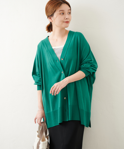 JOURNAL STANDARD（ジャーナルスタンダード）の「■■《追加2》ハイツイストコットンポンチョカーディガン（カーディガン/ボレロ・レディース・ブラック/グレー/ブルー/グリーン・FREE）」の4枚目の写真