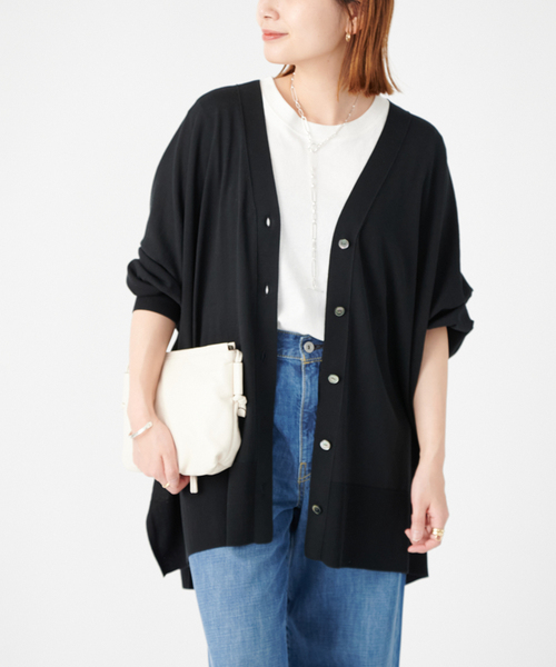 JOURNAL STANDARD（ジャーナルスタンダード）の「■■《追加2》ハイツイストコットンポンチョカーディガン（カーディガン/ボレロ・レディース・ブラック/グレー/ブルー/グリーン・FREE）」の2枚目の写真