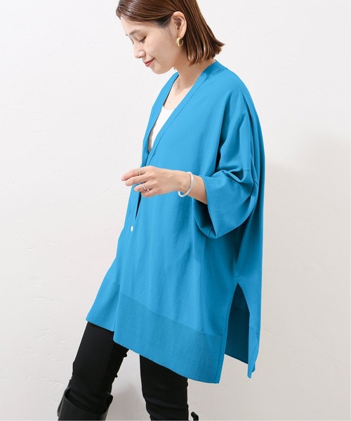 JOURNAL STANDARD（ジャーナルスタンダード）の「■■《追加2》ハイツイストコットンポンチョカーディガン（カーディガン/ボレロ・レディース・ブラック/グレー/ブルー/グリーン・FREE）」の6枚目の写真