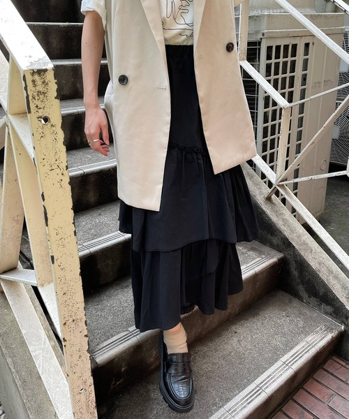 byYOUANCE（バイユアンス）の「アシメフリルロングスカート（スカート・レディース・ホワイト/ブラック/ピンク・FREE）」の3枚目の写真