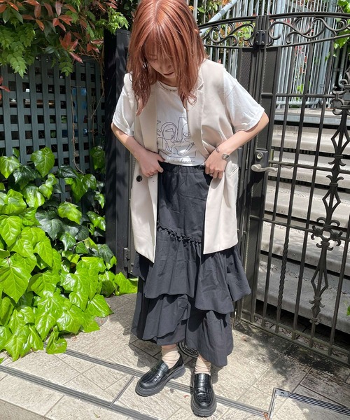 byYOUANCE（バイユアンス）の「アシメフリルロングスカート（スカート・レディース・ホワイト/ブラック/ピンク・FREE）」の7枚目の写真