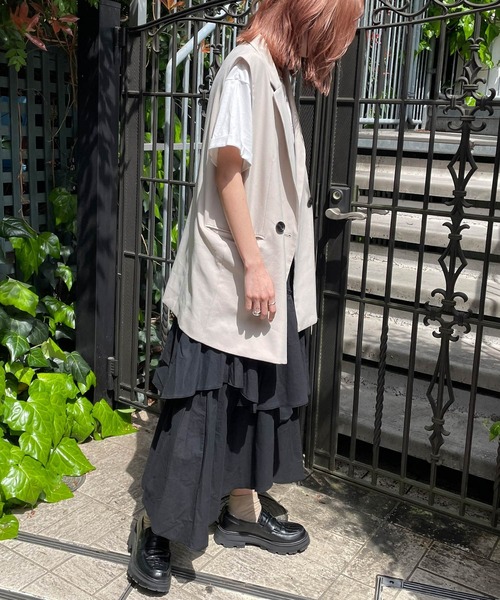 byYOUANCE（バイユアンス）の「アシメフリルロングスカート（スカート・レディース・ホワイト/ブラック/ピンク・FREE）」の8枚目の写真