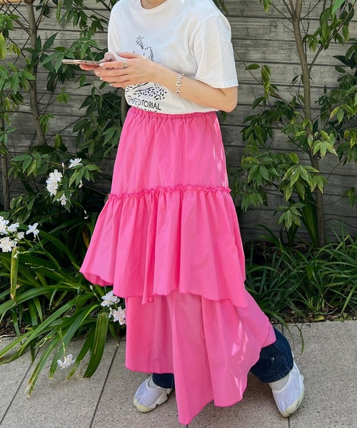 byYOUANCE（バイユアンス）の「アシメフリルロングスカート（スカート・レディース・ホワイト/ブラック/ピンク・FREE）」の10枚目の写真
