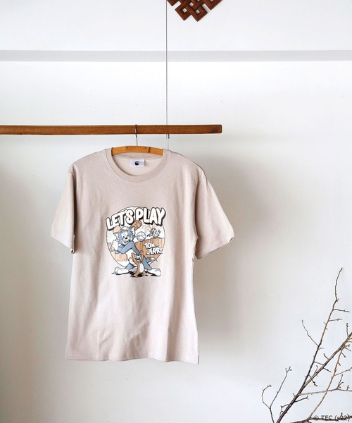 Tom&Jerry(トムアンドジェリー)の「【公式】トムとジェリー 野球PT,モノクロポスター分解PTTシャツ(Tシャツ/カットソー・レディース・ホワイト/ベージュ/ダークグリーン/ネイビー・M/L)」の3枚目の写真