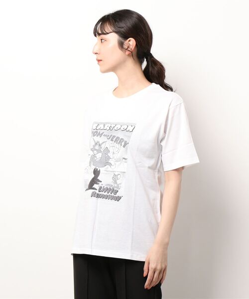 Tom&Jerry(トムアンドジェリー)の「【公式】トムとジェリー 野球PT,モノクロポスター分解PTTシャツ(Tシャツ/カットソー・レディース・ホワイト/ベージュ/ダークグリーン/ネイビー・M/L)」の7枚目の写真