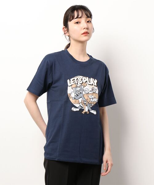Tom&Jerry(トムアンドジェリー)の「【公式】トムとジェリー 野球PT,モノクロポスター分解PTTシャツ(Tシャツ/カットソー・レディース・ホワイト/ベージュ/ダークグリーン/ネイビー・M/L)」の10枚目の写真