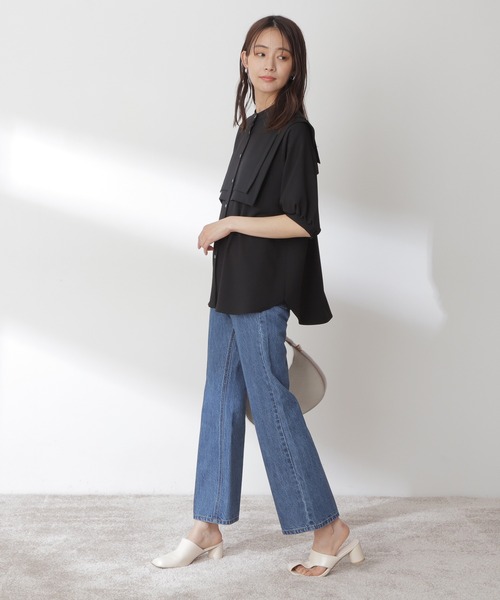 N.(N. Natural Beauty Basic)(エヌエヌナチュラルビューティーベーシック)の「◆ダブルカラーブラウス(シャツ/ブラウス・レディース・オフホワイト/ブラック/グリーン/グレイッシュブルー・MEDIUM)」の15枚目の写真