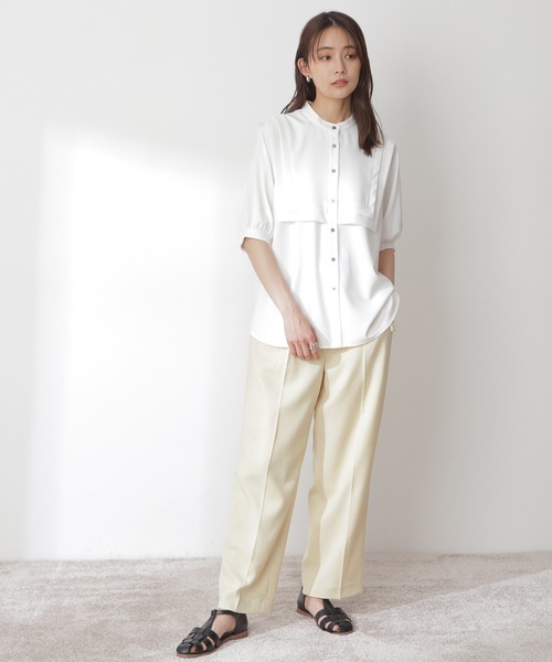 N.(N. Natural Beauty Basic)(エヌエヌナチュラルビューティーベーシック)の「◆ダブルカラーブラウス(シャツ/ブラウス・レディース・オフホワイト/ブラック/グリーン/グレイッシュブルー・MEDIUM)」の8枚目の写真