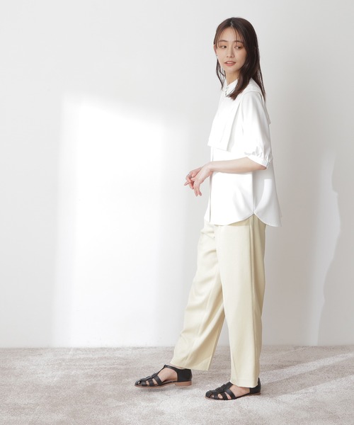 N.(N. Natural Beauty Basic)(エヌエヌナチュラルビューティーベーシック)の「◆ダブルカラーブラウス(シャツ/ブラウス・レディース・オフホワイト/ブラック/グリーン/グレイッシュブルー・MEDIUM)」の11枚目の写真