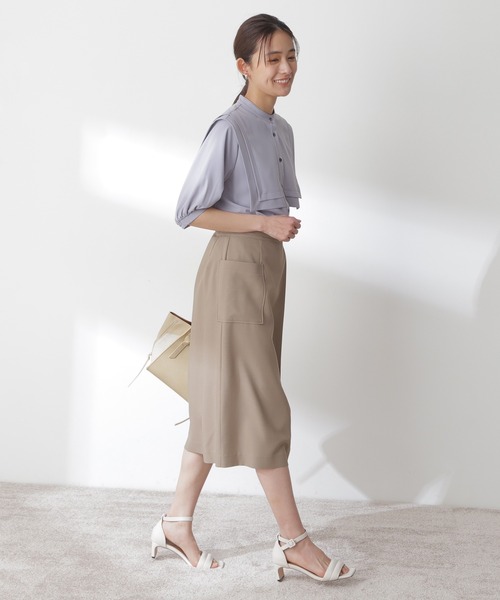 N.(N. Natural Beauty Basic)(エヌエヌナチュラルビューティーベーシック)の「◆ダブルカラーブラウス(シャツ/ブラウス・レディース・オフホワイト/ブラック/グリーン/グレイッシュブルー・MEDIUM)」の10枚目の写真