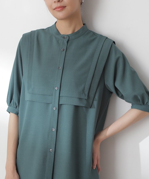 N.(N. Natural Beauty Basic)(エヌエヌナチュラルビューティーベーシック)の「◆ダブルカラーブラウス(シャツ/ブラウス・レディース・オフホワイト/ブラック/グリーン/グレイッシュブルー・MEDIUM)」の6枚目の写真