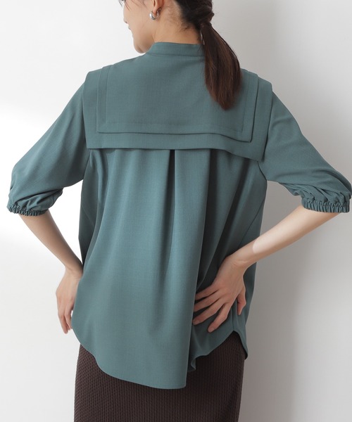 N.(N. Natural Beauty Basic)(エヌエヌナチュラルビューティーベーシック)の「◆ダブルカラーブラウス(シャツ/ブラウス・レディース・オフホワイト/ブラック/グリーン/グレイッシュブルー・MEDIUM)」の16枚目の写真