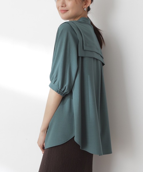 N.(N. Natural Beauty Basic)(エヌエヌナチュラルビューティーベーシック)の「◆ダブルカラーブラウス(シャツ/ブラウス・レディース・オフホワイト/ブラック/グリーン/グレイッシュブルー・MEDIUM)」の12枚目の写真