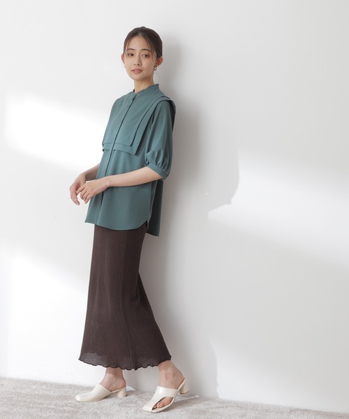 N.(N. Natural Beauty Basic)(エヌエヌナチュラルビューティーベーシック)の「◆ダブルカラーブラウス(シャツ/ブラウス・レディース・オフホワイト/ブラック/グリーン/グレイッシュブルー・MEDIUM)」の13枚目の写真