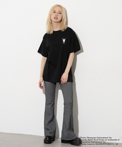 X-girl(エックスガール)の「Playboy × X-girl BUNNY GIRL S/S TEE(Tシャツ/カットソー・レディース・ライトブルー/ホワイト/ブラック・L/XL/M/S)」の7枚目の写真