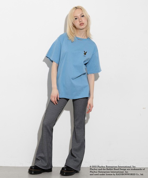 X-girl(エックスガール)の「Playboy × X-girl BUNNY GIRL S/S TEE(Tシャツ/カットソー・レディース・ライトブルー/ホワイト/ブラック・L/XL/M/S)」の10枚目の写真